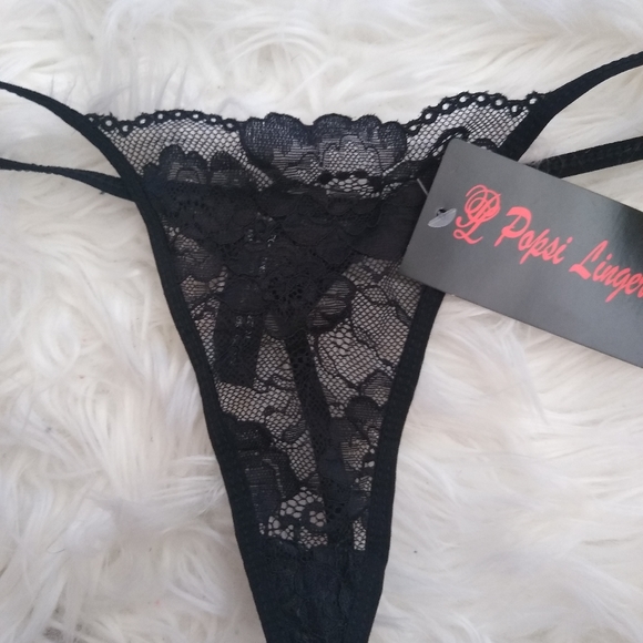 NWT Black Lace Thong Size XL - Picture 2 of 5